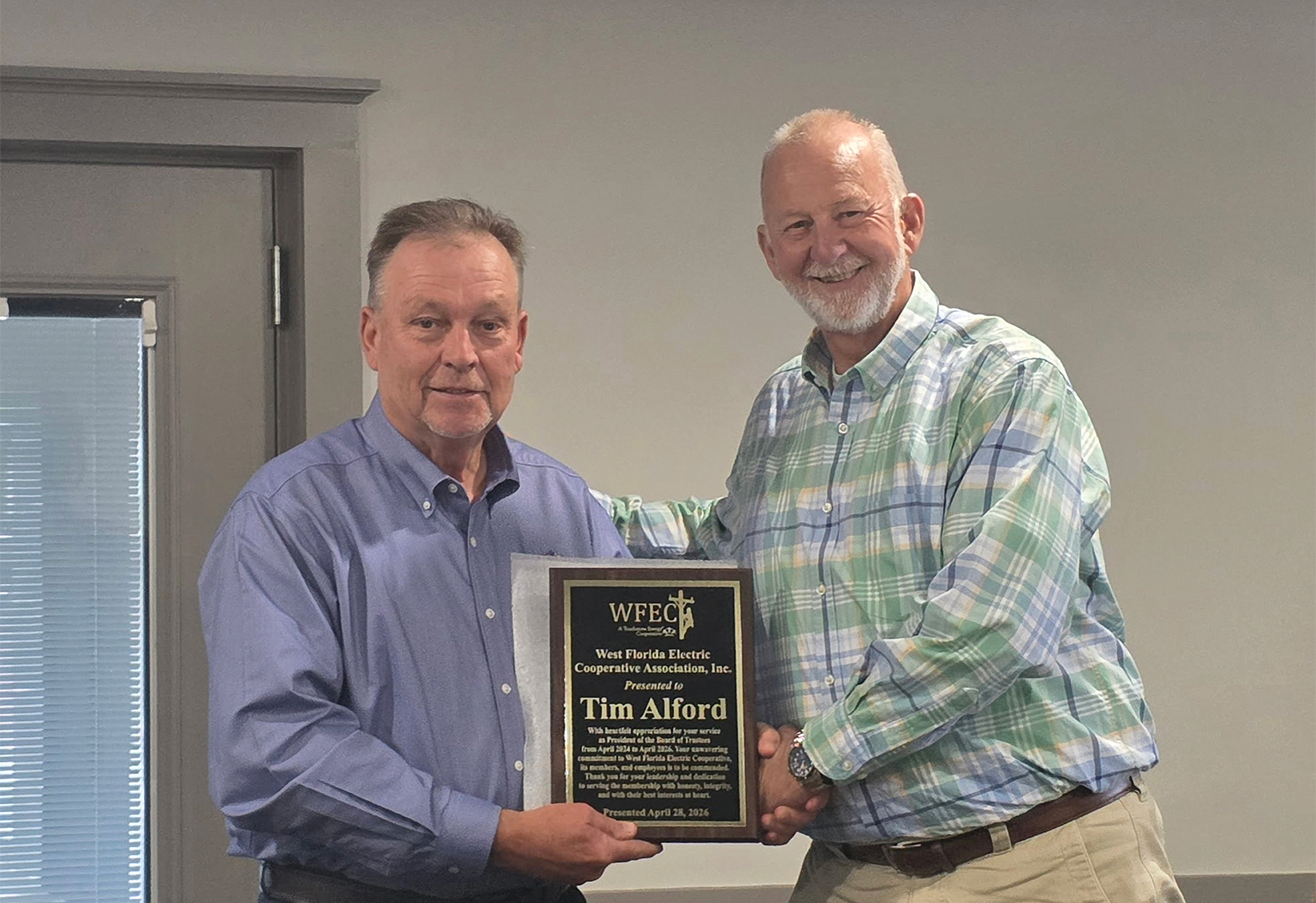 photo for Alford Recognized for Service as Board President